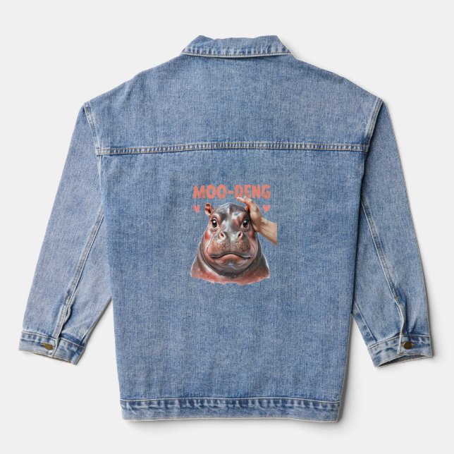 Cute Moo Deng T-Shirt Denim Jacket (Back)