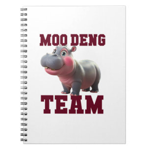 Cute MOO DENG TEAM Baby Hippo Squad Girls Besties Notebook