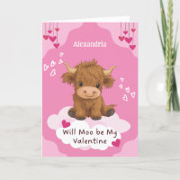Cute Moo Highland Cow Valentine