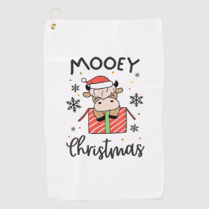 Cute Mooey Christmas Baby Highland Cow Xmas Cows L Golf Towel