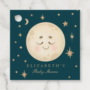 Cute Moon and Star Navy Baby Shower Favour Tags