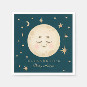Cute Moon and Star Navy Baby Shower Napkin