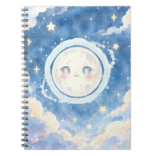 Cute Moon and Stars Spiral Notebook