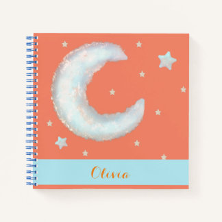 Cute moon and stars Spiral Notebook