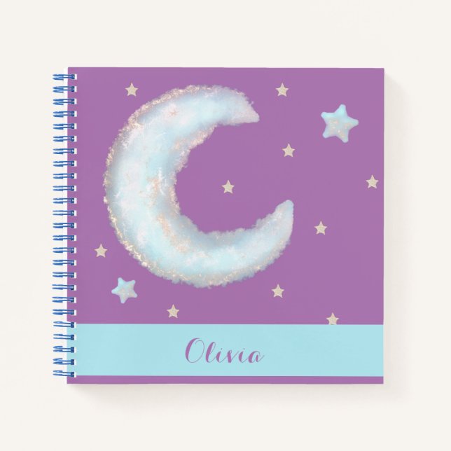 Cute moon and stars Spiral Notebook (Front)