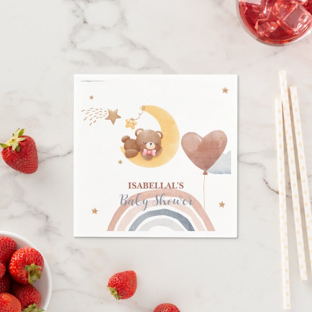 Cute moon Bear African american kids baby shower Napkin (Insitu)