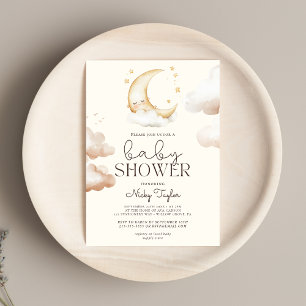 Cute Moon Boho Baby Shower Invitation