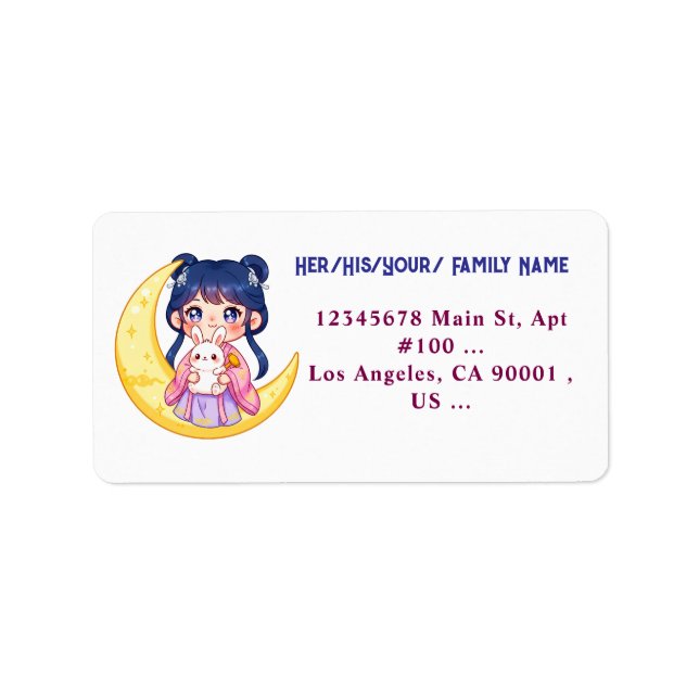 Cute Moon Bunny Girl  Label (Front)