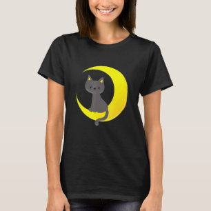 Cute Moon Cat Moonlight Crescent Adorable Kitty Ni T-Shirt