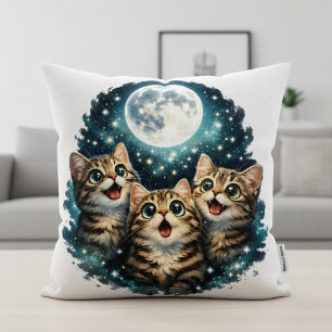 Cute Moon Gazer Kittens - Sparkling Starlight Cushion