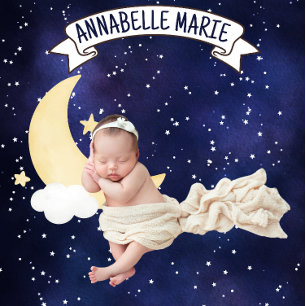 Cute Moon in Night Sky Baby Milestone Fleece Blanket