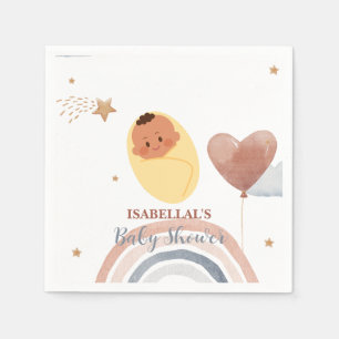 Cute moon star African american kids baby shower Napkin