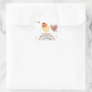 Cute moon star African american kids baby shower Square Sticker