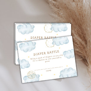 Cute Moon Star Cloud Boy Diaper Raffle Baby Shower Enclosure Card