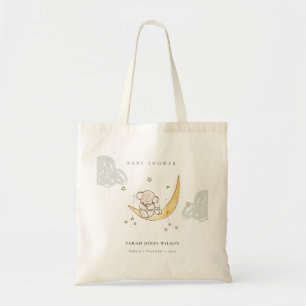 Cute Moon Stars Elephant Bunny Neutral Baby Shower Tote Bag
