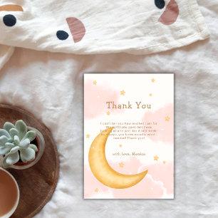 Cute Moon Stars Twinkle Twinkle Girl Baby Shower Thank You Card