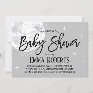 Cute Moon & Twinkle Little Stars Baby Shower Invitation