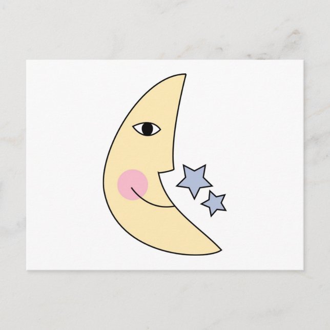 Cute Moon with Stars Postcard (Front)