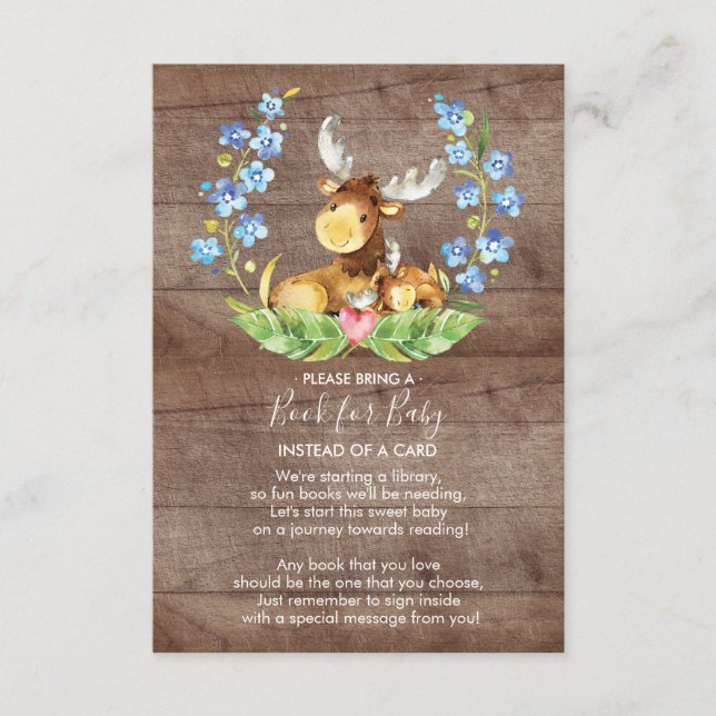 Cute Moose Baby Shower Book for Baby Card (Front)