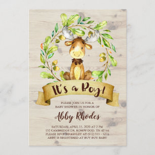 Cute Moose Baby Shower Invitation