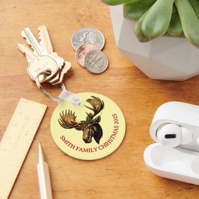 CUTE MOOSE CHRISTMAS DESIGN KEY RING (Desk)