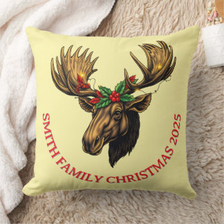 CUTE MOOSE CHRISTMAS DESIGN Throw Pillow