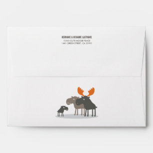Cute Moose Couples Baby Shower Envelope