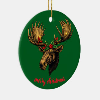 cute moose design ceramic tree decoration