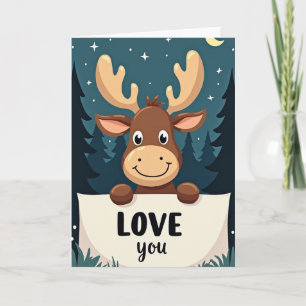 Cute Moose Forest Love You Card