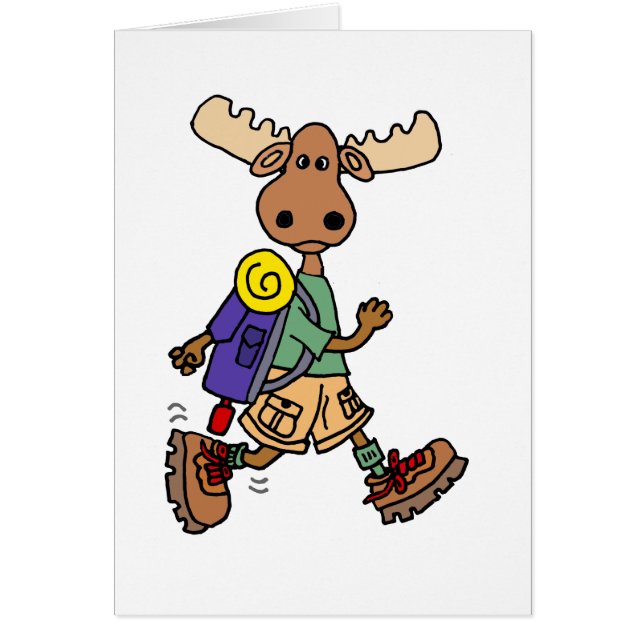 Cute Moose Hiker Cartoon (Front)