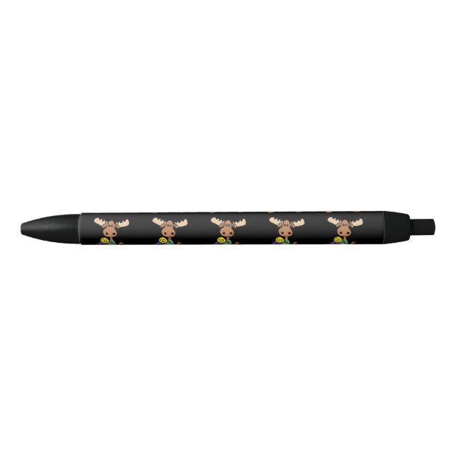 Cute Moose Hiker Cartoon Black Ink Pen (Front)