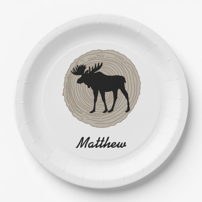 Cute Moose Paper Plate (Front)