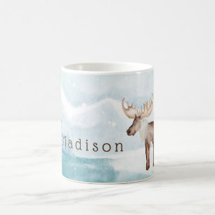 Cute Moose Personalised Holiday Coffee Mug
