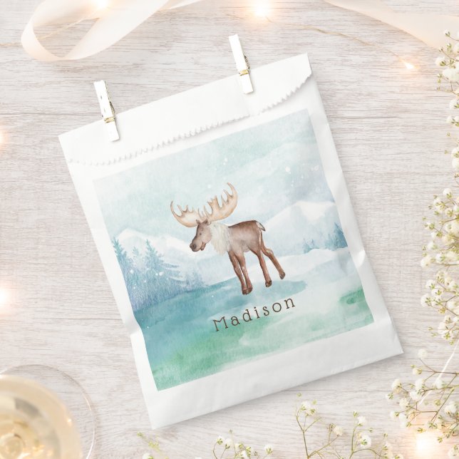 Cute Moose Personalised Holiday Favour Bags (Clipped)