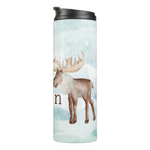 Cute Moose Personalised Holiday Thermal Tumbler