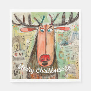 Cute Moose Typography Graphic Christmas Fun Paper Napkin