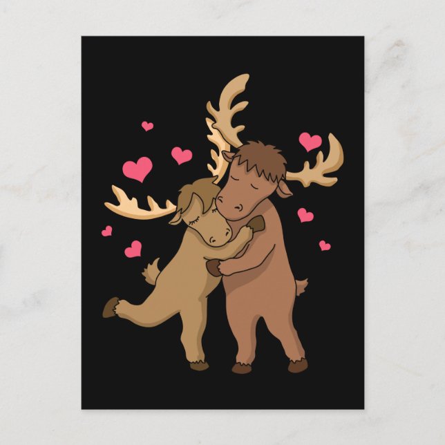 Cute Moose Women Moose Gifts Girls Valentines Day Postcard (Front)