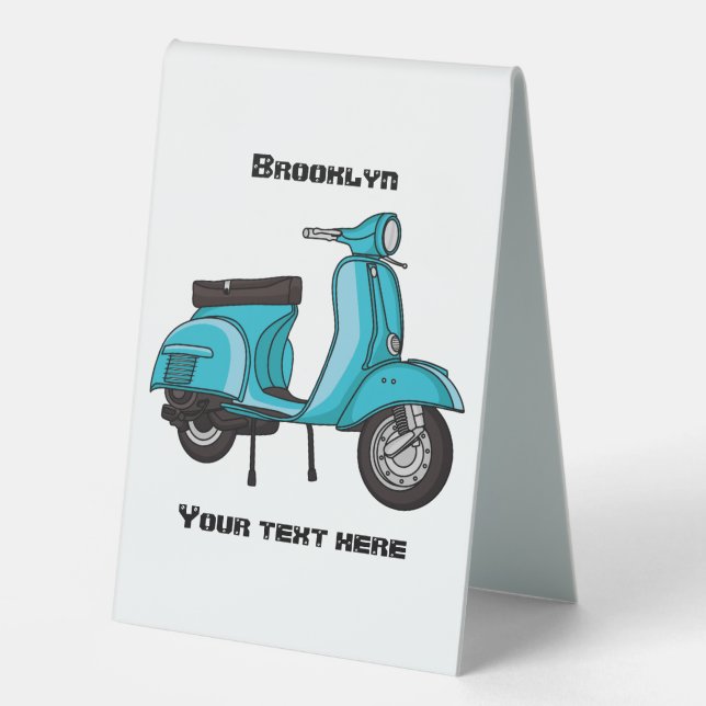 Cute moped motorcycle cartoon illustration (Front)