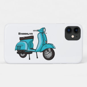 Cute moped motorcycle cartoon illustration iPhone 11 case