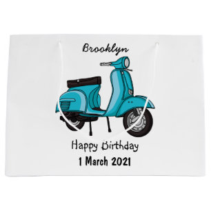 Cute moped motorcycle cartoon illustration large gift bag