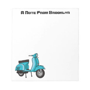 Cute moped motorcycle cartoon illustration notepad