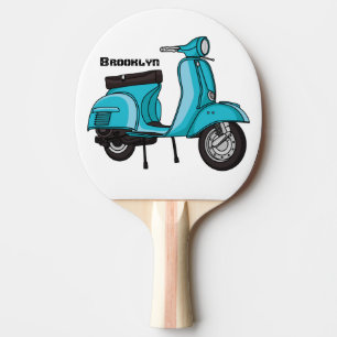 Cute moped motorcycle cartoon illustration ping pong paddle