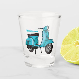 Cute moped motorcycle cartoon illustration shot glass