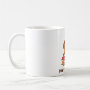 Cute Moping Bulldog In Santa Claus Outfit Merry Ch Coffee Mug