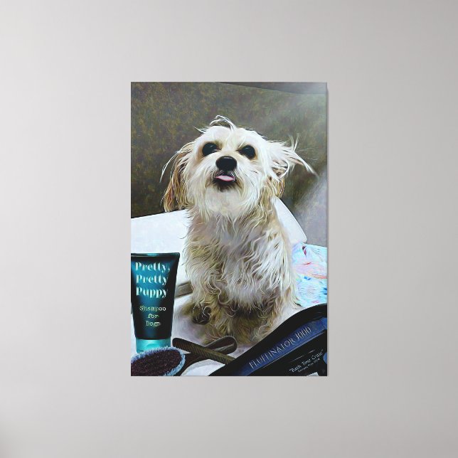 Cute Morkie Puppy Dog Funny 40" x 60" Canvas Print (Front)
