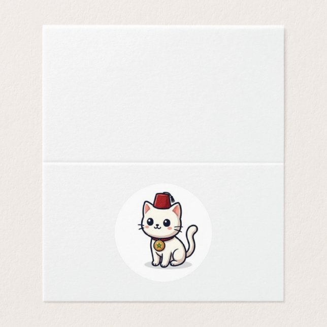 Cute Moroccan Kawaii Cat with Fez Sticker (Outside Unfolded)