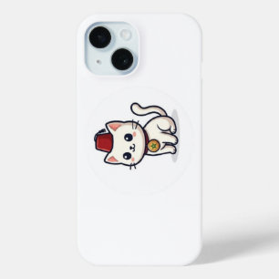 Cute Moroccan Kawaii Cat with Fez Sticker iPhone 15 Case