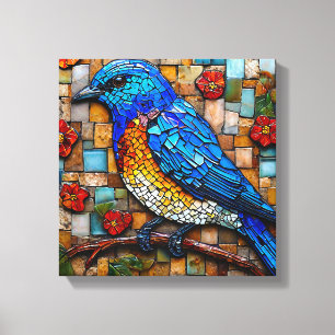 Cute mosaic bird canvas print