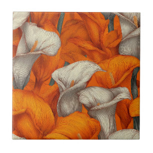 Cute Mosaic Calle Lilies Tiles For Indoor Floor