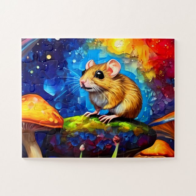Cute Mosaic Field Mouse Vivid coloured puzzle  (Horizontal)